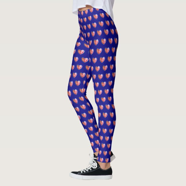 Hope Love Hearts Customisé Art Design Leggings (Gauche)