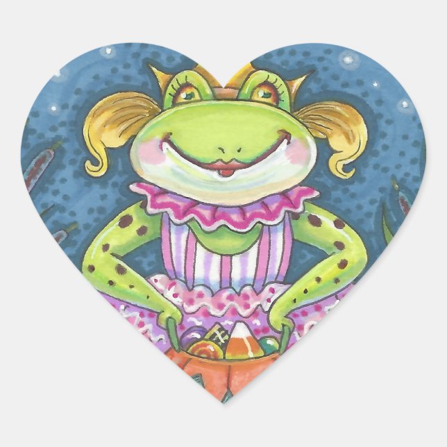 HOPPY HALLOWEEN FROG STICKERS SHEET Heart (Devant)