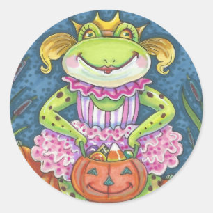 HOPPY HALLOWEWEEN FROG STICKERS SHEET Round