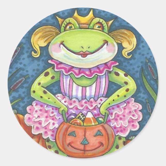 HOPPY HALLOWEWEEN FROG STICKERS SHEET Round (Devant)