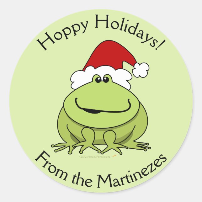 Hoppy Holidays Frog Stickers Noël Personnaliser (Devant)