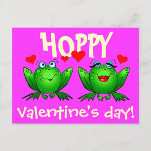 Hoppy Valentines Day Happy Cartoon Frogs Carte pos