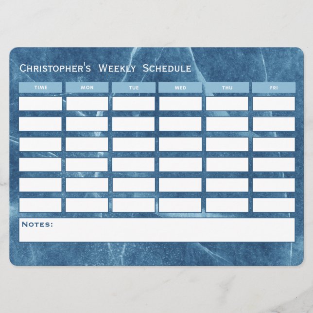 Horaire hebdomadaire bleu moderne Horaire de l'éco (Devant)