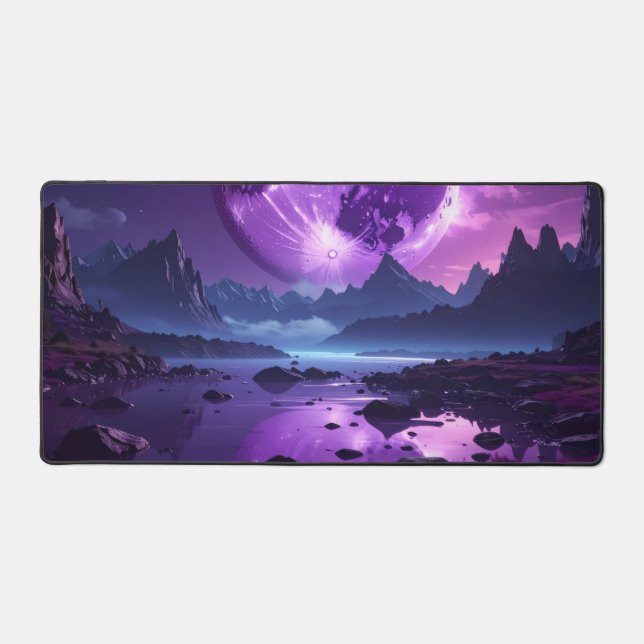 🌌 Horizon Lunaire – Tapis de Souris Lune Violette (Recto)
