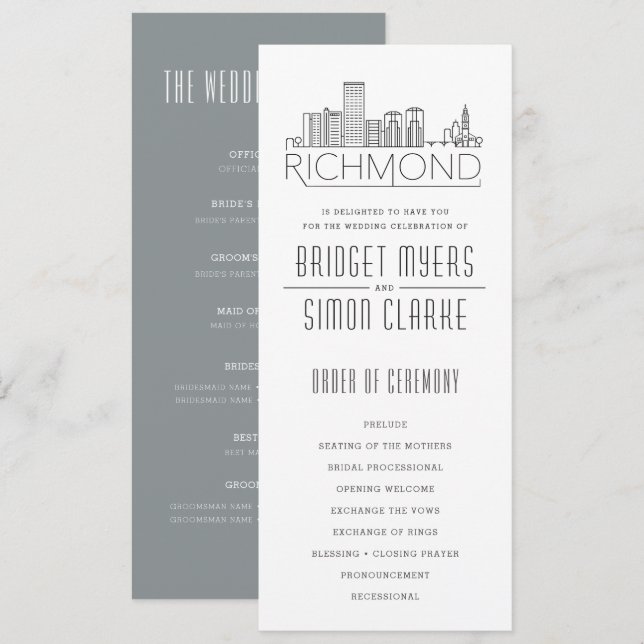 Horizon stylisé de Richmond | Programme de mariage (Devant / Derrière)