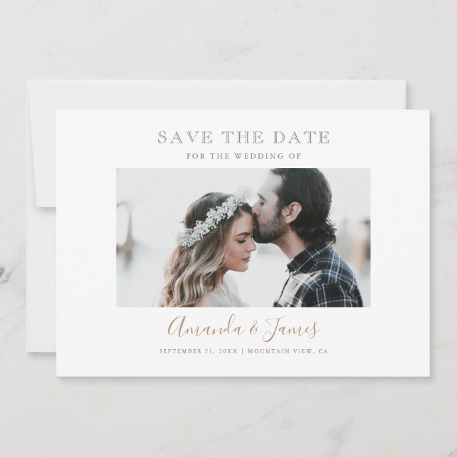 Horizontal Photo Save the Date Card (Devant)