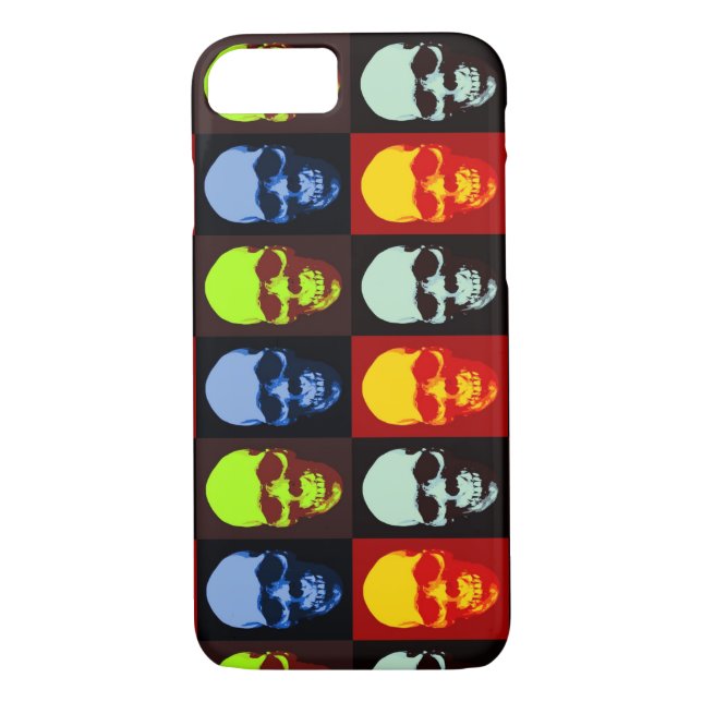 Horizontal Pop Art Skull iPhone 7 Coque (Dos)