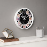 Horloge 12 Photo Collage Personalized Black White<br><div class="desc">12 Photo Collage Personalized Template Black and white wall clock ...  simply add your own photographis and text to this great wall clock ...  easy to personalize ...  customizable photo clotemplate from Ricaso - perfect gift-ideas</div>