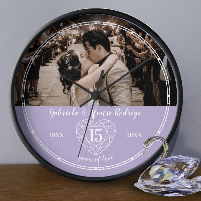 Horloge 15e anniversaire de Mariage de cristal, contour du (Créateur téléchargé)