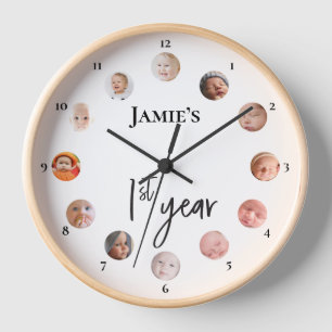 Horloge 1ère année du bébé 12 mois photos personnalisées