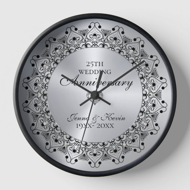 Horloge 25e anniversaire du Mariage BlackMandala sur l'arg (Recto)