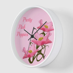 Horloge 3 Fleurs Pavot Rose Personnalisé Fille Elle Shed