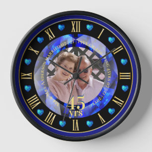 Horloge 45e anniversaire Mariage photo cadeau Sapphire ble