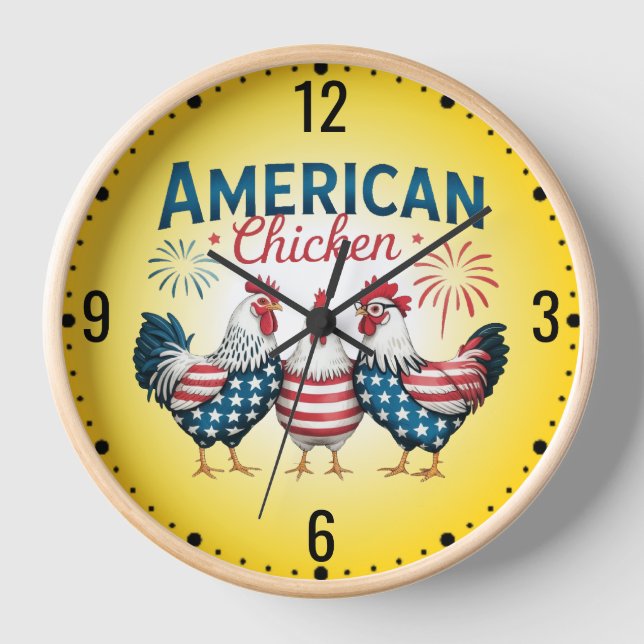 Horloge 4 juillet Patriotique Américain Poulet-62987 T-Shi (Recto)