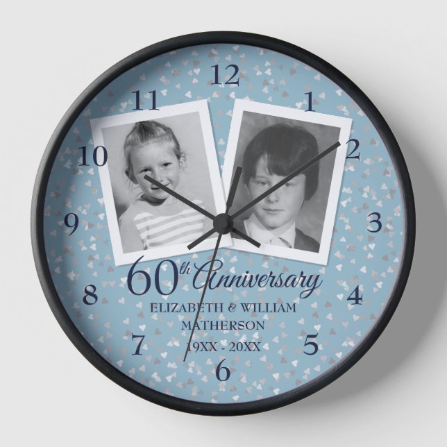 Horloge 60e anniversaire du Mariage diamant 2 Photo (Recto)