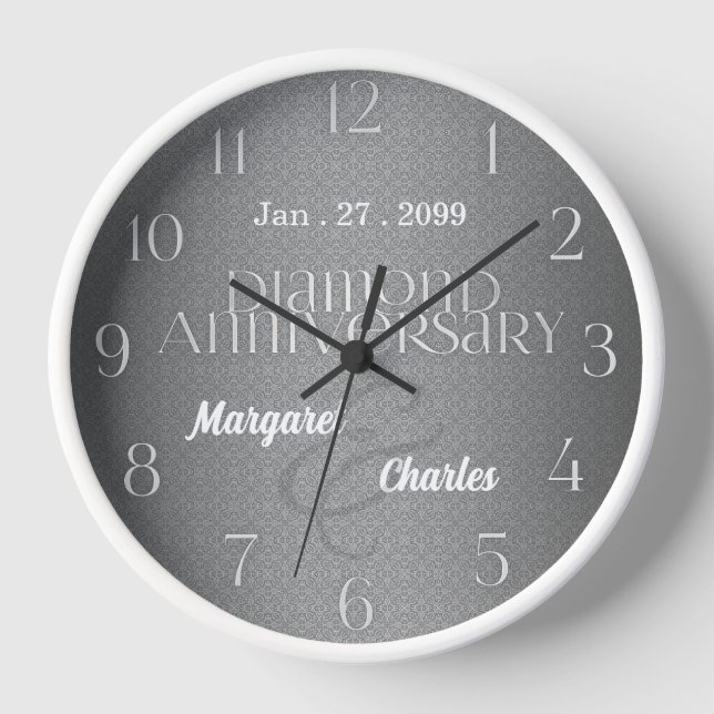 Horloge 60e anniversaire du Mariage diamant Noms des dates (Recto)
