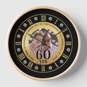 Horloge 60e anniversaire Mariage photo cadeau Diamant Soix