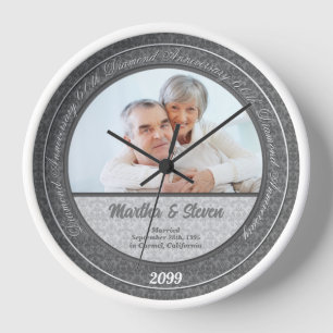 Horloge 60ème anniversaire du Mariage de diamant Photo