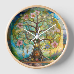 Horloge 7 Chakra Fleurissant Arbre De Vie