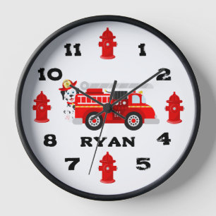 Horloge à Cadre en Bois Noir Pompiers et Ami