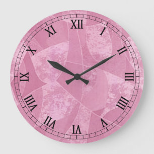 Horloge à chiffres romains ronds en verre rose tac