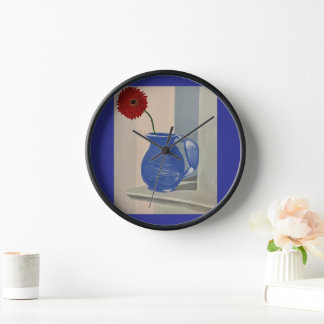 Horloge à fleurs rouges et perroquets