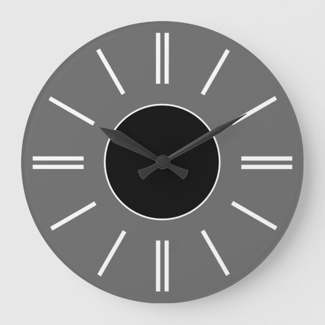Horloge à fond gris et centre noir avec lignes bla (Recto)