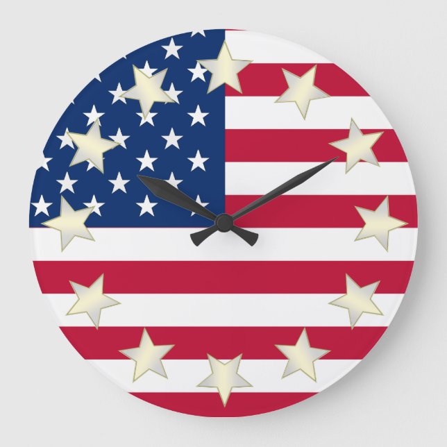 Horloge à Marqueurs Étoiles Drapeau Américain (Recto)