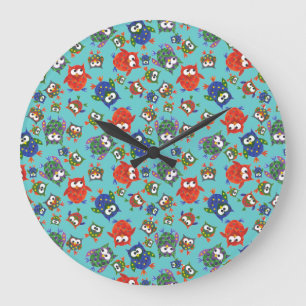Horloge à mur rond des chouettes personnalisées :