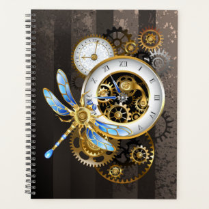 Horloge à vapeur avec libellule mécanique