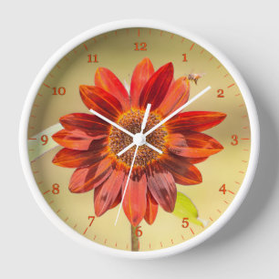 Horloge Abeille sur le tournesol rouge du Prado