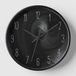 Horloge Abstrait Black Smoke Swirl - gris foncé
