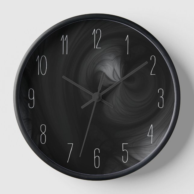 Horloge Abstrait Black Smoke Swirl - gris foncé (Recto)