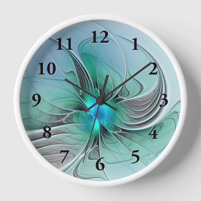 Horloge Abstrait De Bleu, Art Fractal Moderne (Recto)