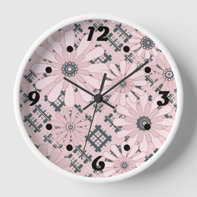 Horloge Abstrait sans couture moderne à damiers plaid flor (Recto)