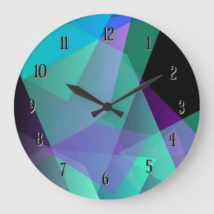 Horloge Abstraite à paroi ronde violette et verte