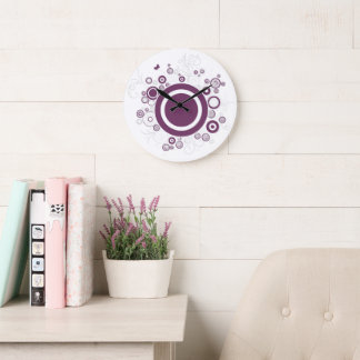 Horloge Abstraite d'élément floral acrylique ronde