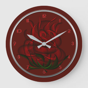Horloge Abstraite du mur de rose rouge