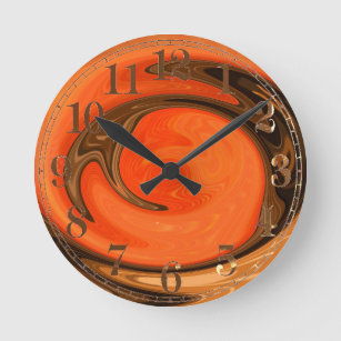Horloge Abstraite Orange Brown Sunset