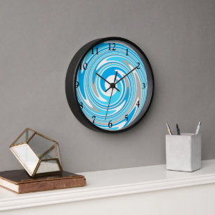 Horloge Abstraite spirale bleue et grise