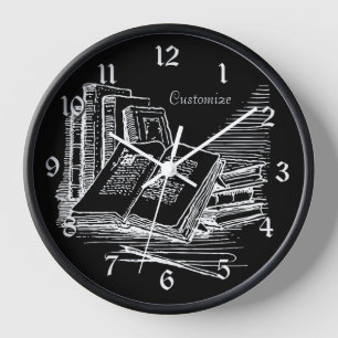 Horloge Académies personnalisées en noir et blanc