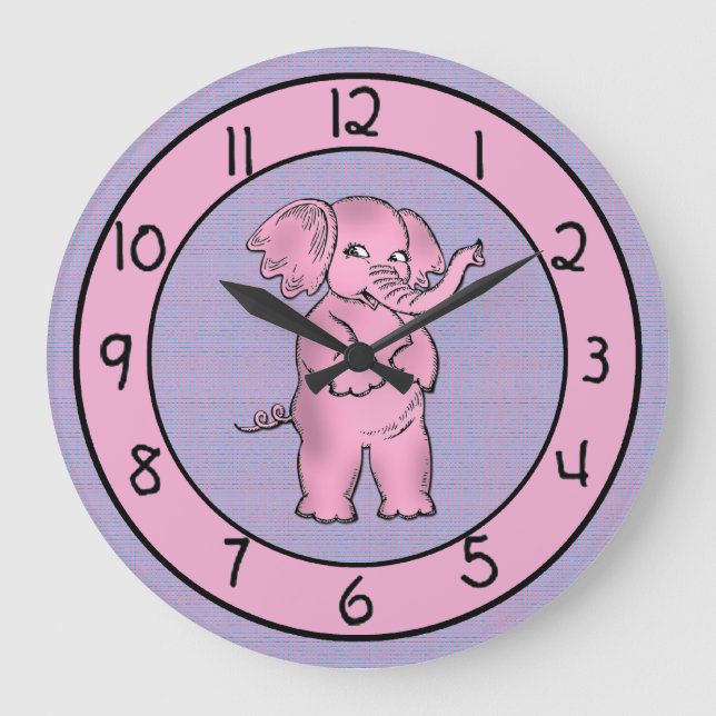 Horloge adorable des éléphants roses et pourpres p (Recto)