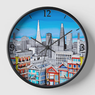 Horloge Affiche de la vue panoramique de San Francisco