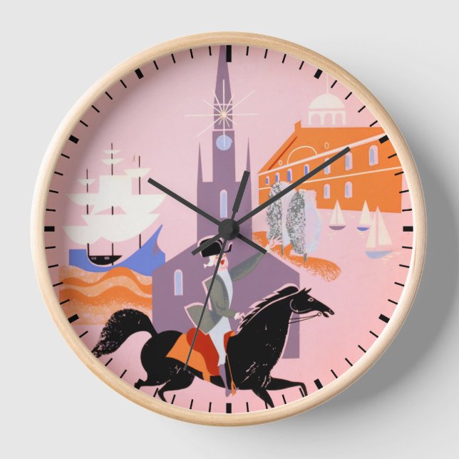 Horloge Affiche De Voyage Pour Allegheny Airlines À Boston (Recto)