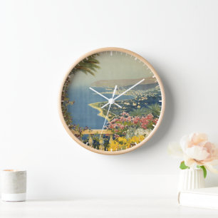 Horloge Affiche Vintage voyage De San Remo Depuis Une Terr