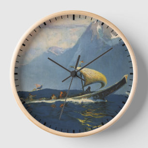 Horloge Affiche Vintage voyage pour l'Alaska Pacifique Nor