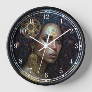 Horloge African American Black Goddess Queen Imaginaire Ar