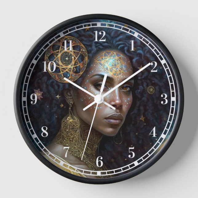 Horloge African American Black Goddess Queen Imaginaire Ar (Recto)