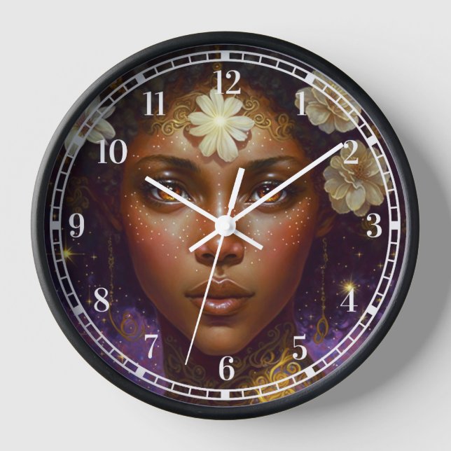 Horloge African American Black Goddess Queen Imaginaire Ar (Recto)