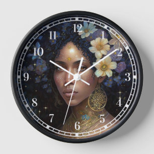 Horloge African American Black Goddess Queen Imaginaire Ar